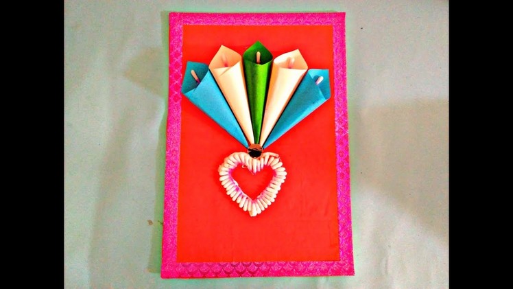 DIY -Wall Mate Using Color Paper & Cotton Buds-Easy Craft by mtk