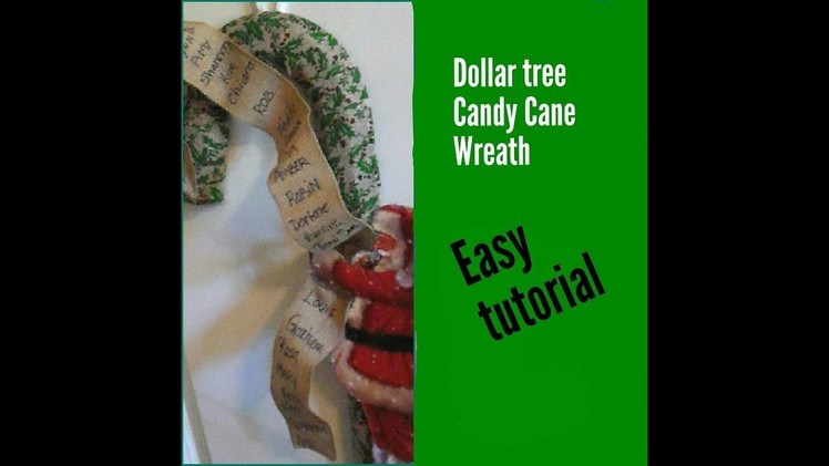 Dollar Tree DIY Candy Cane Wreath tutorial *Santa's List Christmas Wreath*