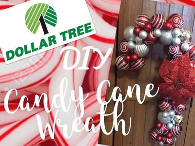 Dollar Tree DIY Ornament Candy Cane Wreath Tutorial