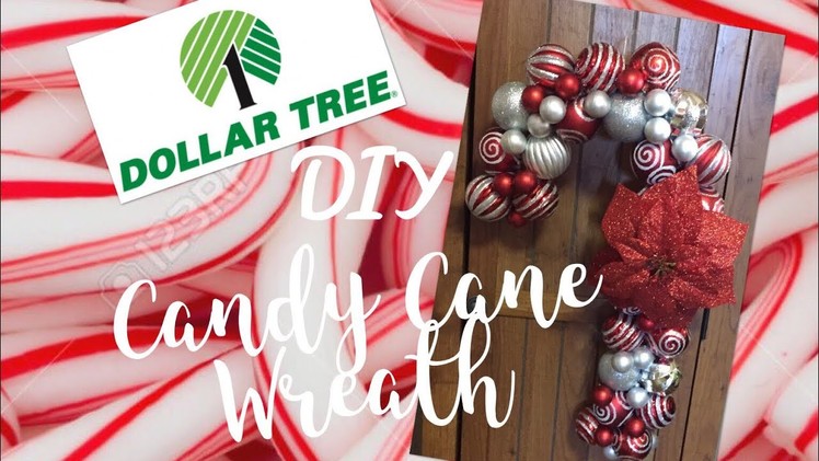 Dollar Tree DIY Ornament Candy Cane Wreath Tutorial