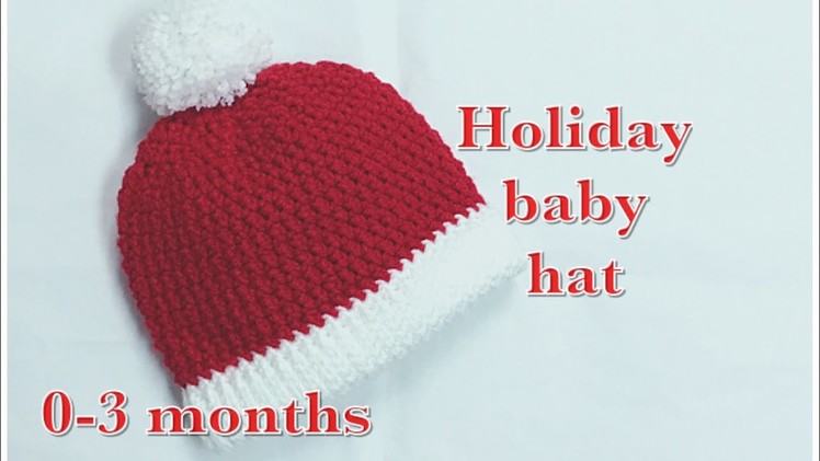 Easy Crochet Santa style baby hat 0-3 months #94