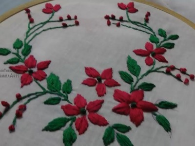 Hand Embroidery Satin Stitch Flower Design by Amma Arts