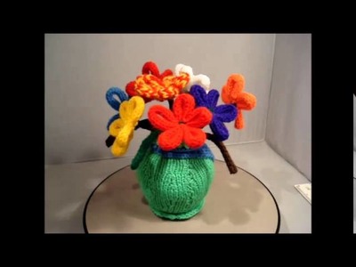 Hand knitted Pattern .Flower and Vase 8