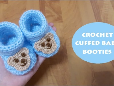 How to crochet cuffed teddy bear baby booties? | !Crochet!