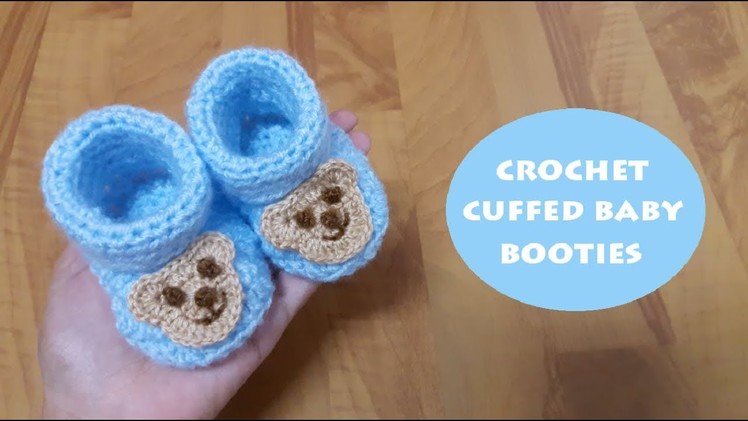 How to crochet cuffed teddy bear baby booties? | !Crochet!
