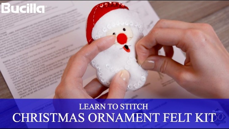 Learn to Stitch Bucilla Felt Santa Christmas Ornament