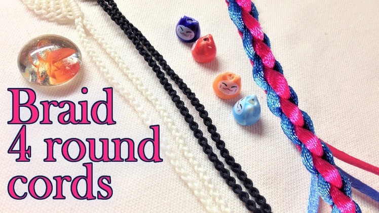 Macrame tutorial how to braid 4 round cords for necklace