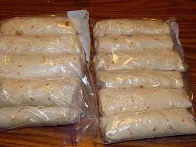Making freezer breakfast burritos to save time for meals