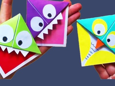 Origami Paper Monster & Owl Corner Bookmarks | DIY Origami Paper Craft