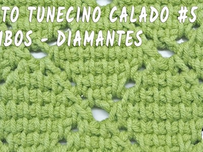Punto calado tunecino #5 - Punto de rombos o diamantes - Crochet tunecino