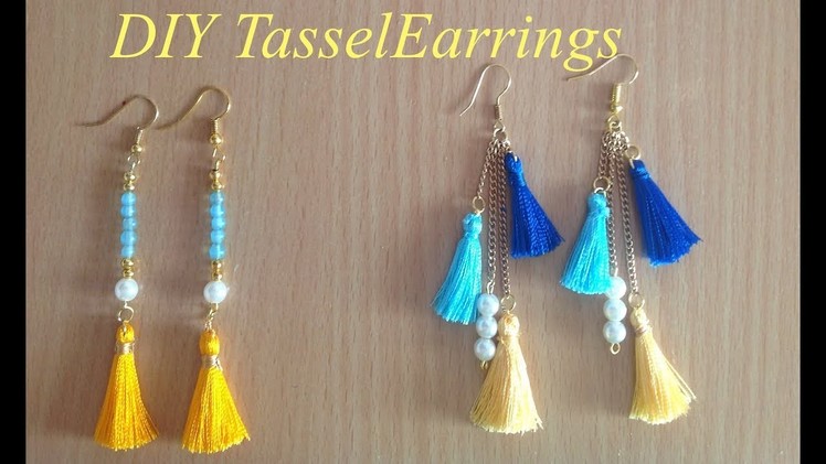 2 ways silk thread tassel earrings II DIY Tassel earrings