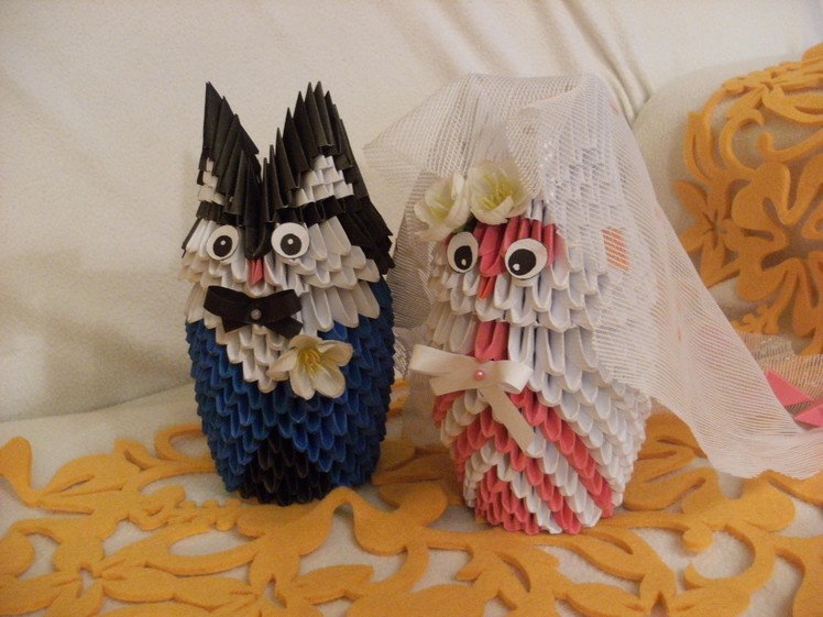 3D origami - BRIDE - Panna Mloda - owl wedding - how to make instruction