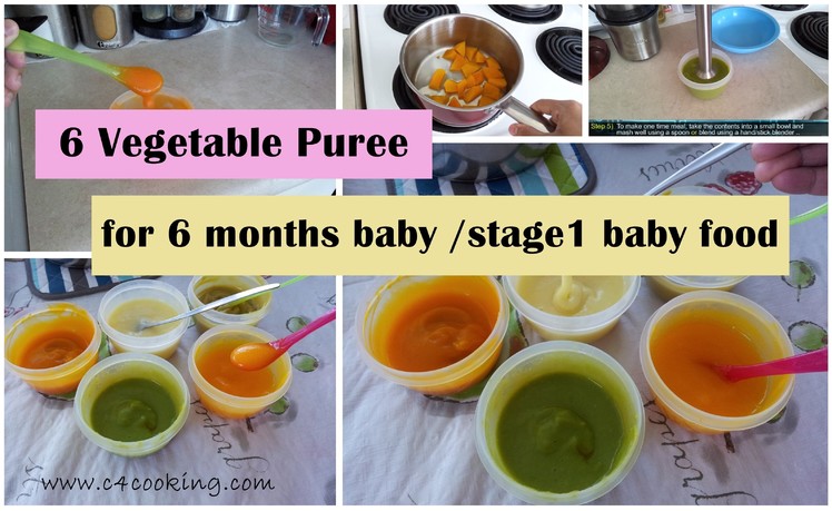 6 Vegetable Puree for 6 months baby | stage 1 - homemade baby food recipe | 6 months babyfoodrecipe