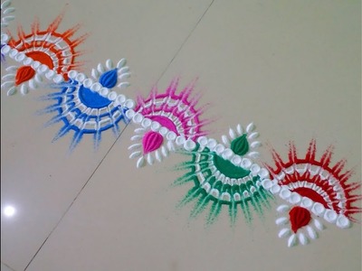 Beautiful and colourful bright rangoli border design