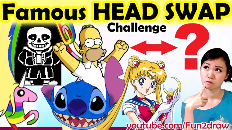 Challenge Fun Art Video: Drawing Famous Characters HEAD SWAP | Mei Yu