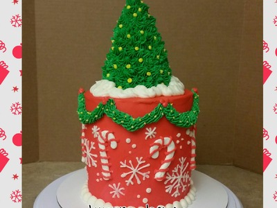 Christmas Tree Cake. A Christmas Theme Cake. Cake Decorating