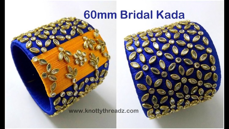 Designer Bridal Bangle || Silk Thread 60mm Designer Kundan Kada Bangle  || www.knottythreadz.com