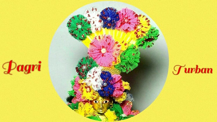 Designer Multicolour Flowers Pagri.Pagdi.Pag.Turban.Cap for Thakur ji.Ganpati Bappa.Maiya.Yugal jodi