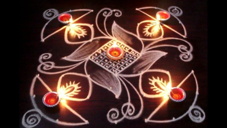 Diwali 2017 - how to draw simple creative deepam rangoli designs - diwali kolam designs   muggulu