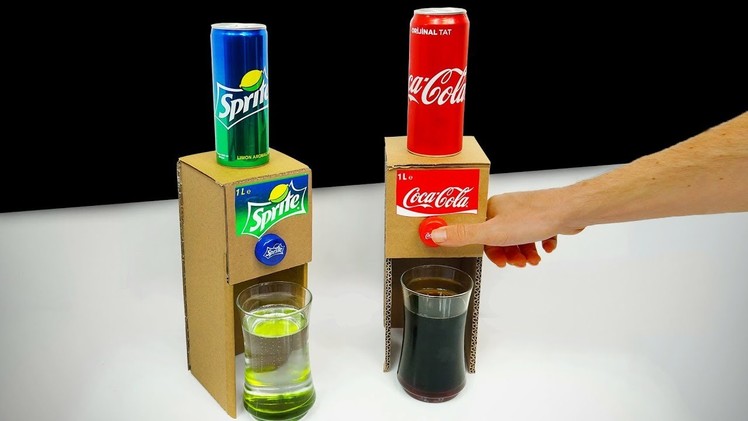 DIY How to make Coca Cola Sprite Dispenser from Cardboard