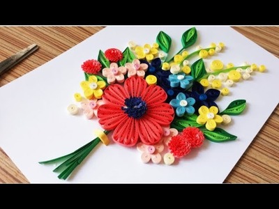 DIY Paper Quilling Flower For beginner Learning video 40. Paper Quilling Flower Card