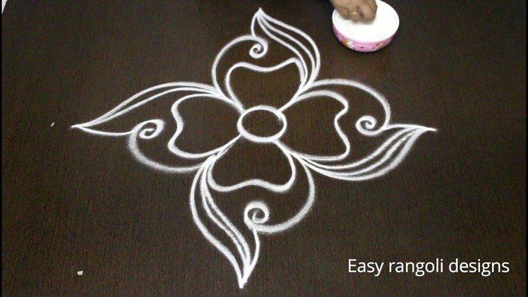 Easy free hand rangoli designs with out dots - new muggulu - simple kolam designs