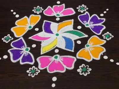 Easy rangoli art designs with 7 to 4 interlaced dots || kolam designs with dots || muggulu designs