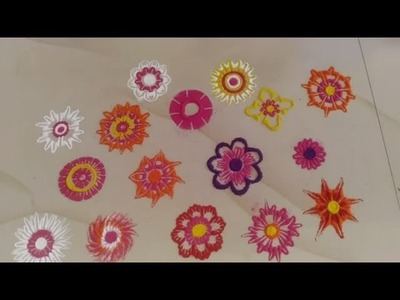 Easy RANGOLI Flowers making techniques using matchstick by Creative Hands