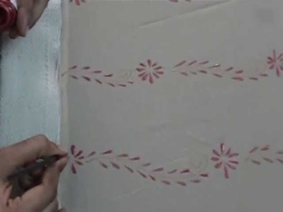 Free hand fabric painting saree half border work