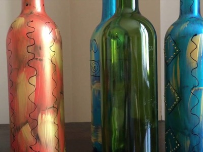 Glass Painting:  transform used wine bottles into decorative vases