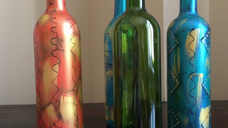 Glass Painting:  transform used wine bottles into decorative vases