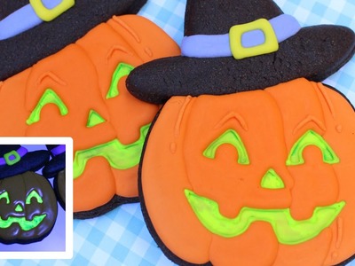 Halloween Glow-in-the-dark cookies - Jack O'Lantern cookies