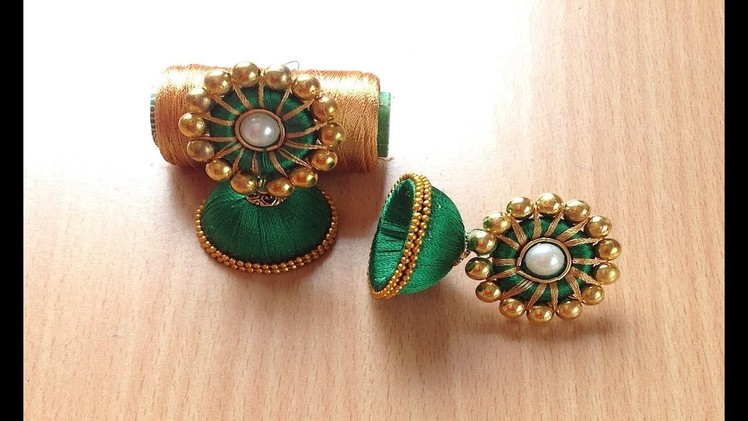 Handmade Silk thread Jhumka earrings with silk thread studs (Without using paper)