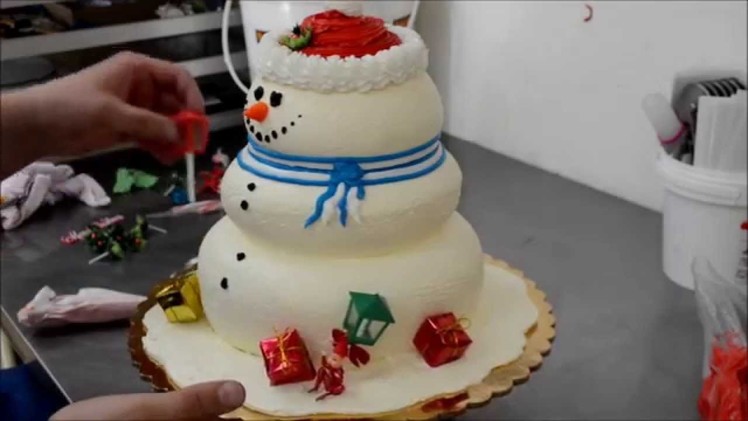 How to design a snow man for the Holiday Party - Making of Snow Man Cake