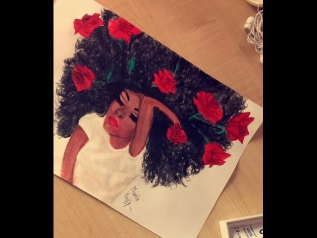 How To Draw A Black Girl With Curly Hair  Painting  Watercolor