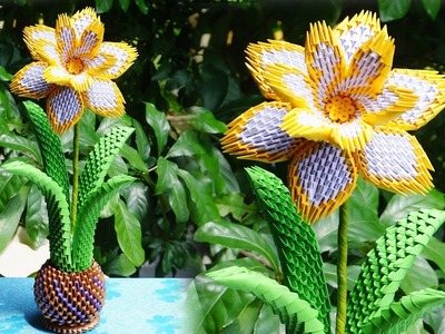 HOW TO MAKE 3D ORIGAMI DAFFODIL FLOWER |cómo hacer flor de narciso de papel