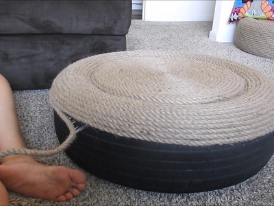 How to make an attractive, modern looking Ottoman out of an old tire and rope