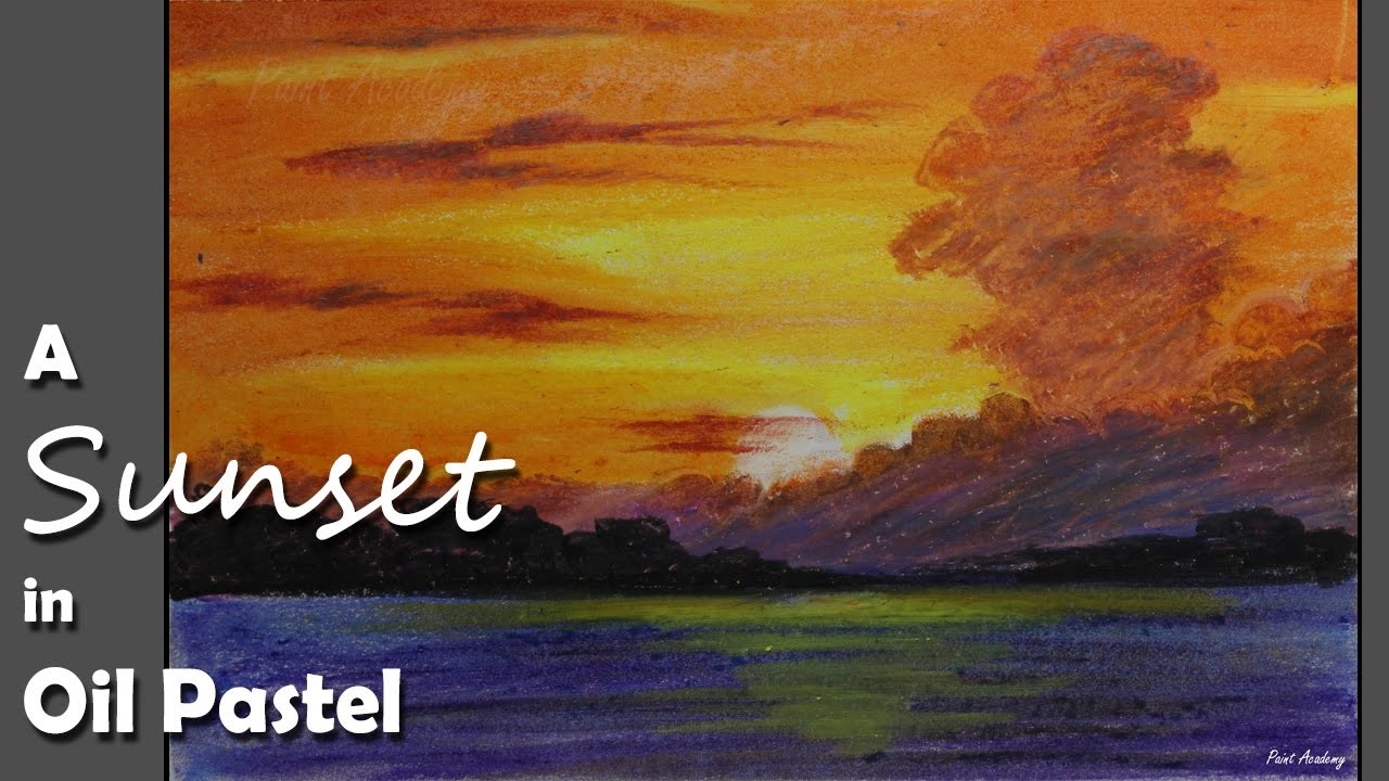 How to Paint A Sunset in Oil Pastel, step by step