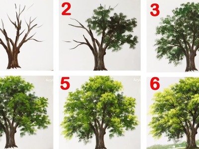 How to Paint a Tree with Acrylic lesson 13