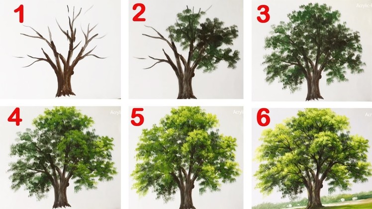 How to Paint a Tree with Acrylic lesson 13