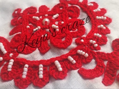 Hungarian redwork with beads | Redwork folk handembroidery | Redwork handstitch |Keya's craze|162