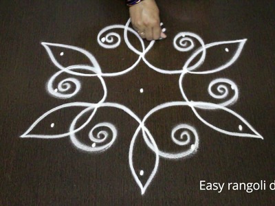Latest simple flower rangoli designs with dots for beginners - beautiful kolams - easy new muggulu