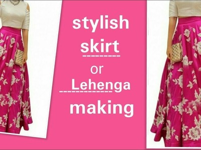 Lehnga or long skirt cutting and stitching  in hindi ||  latest fashionable lehnga making