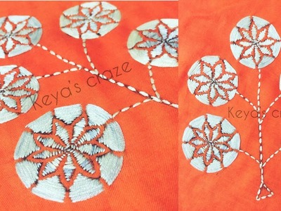 New Katha stitch design | Nakshi hand embroidery variation | Nakshi flower hand embroidery