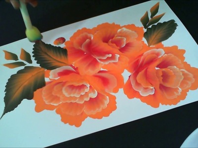 One Stroke Painting- Orange Roses with White Highlight