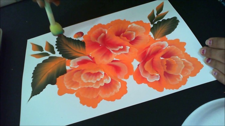 One Stroke Painting- Orange Roses with White Highlight