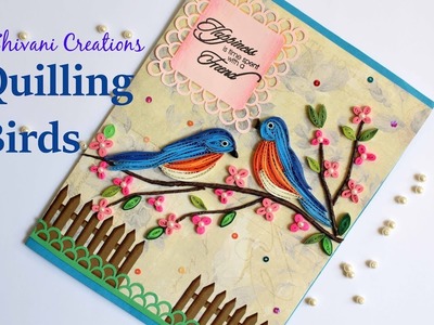 Paper Quilling Birds. Handmade Quilled Greeting Card for Friend
