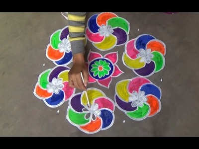 Sankranthi Rangoli designs with 13x7 interlaced dots. Muggulu designs.New year designs