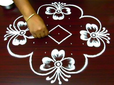 Simple and creative rangoli designs || kolam designs with 9 dots || muggulu with dots