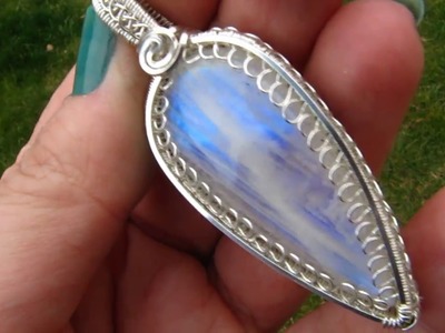 Sterling Silver Wire Wrapped & Woven Moonstone Pendant by DeeArtist, 2017